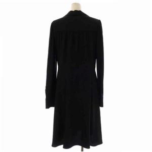 VALENTINO NB3VAE203D5 シャツワンピース スキッパー 長袖 ミモレ丈 フレア 44 ブラック