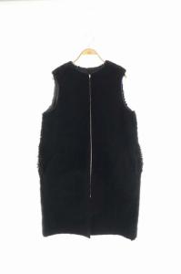 CYCLAS ロングジレ ベスト ムートン シープスキン リバーシブル 36 黒