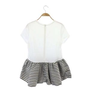 BORDERS at BALCONY PEPLUM TEE ペプラム Tシャツ ボーダー カットソー 切替 半袖 36 白 ホワイト カーキ
