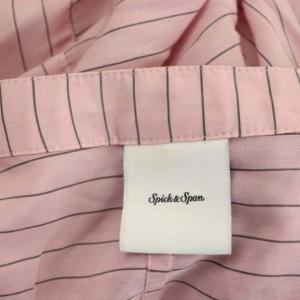 Spick&Span ワッシャーマキシボリューム ワンピース シャツワンピース ロング ストライプ 半袖 38 ピンク
