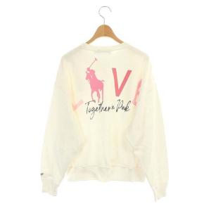 RALPH LAUREN スウェット トレーナー クルーネック 長袖 プルオーバー ピンクポニー 20周年 ビッグロゴ 裏起毛 SP オフホワイト ピンク
