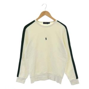 POLO RALPH LAUREN フロントミニロゴトレーナー スウェット プルオーバー 長袖 XS オフホワイト 緑 グリーン