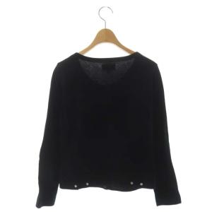 agnes b. プレッションカーディガン 長袖 クルーネック コットン T2 黒 ブラック