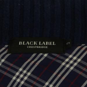 BLACK LABEL CRESTBRIDGE スタンドカラーカーディガン ニット 長袖 ロゴ刺繍 3 オフホワイト 紺 ネイビー