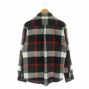 BLACK LABEL CRESTBRIDGE 長袖チェックシャツ ボタンダウン 胸ポケット 3 黒 白 赤 ブラック ホワイト レッド