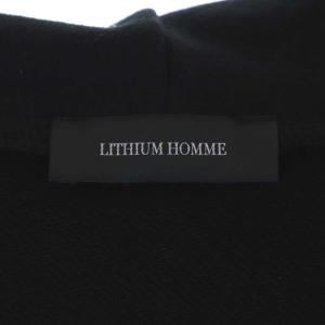 LITHIUM HOMME 袖サーマル 切り替え ジップアップ パーカー フード 46 黒 ブラック