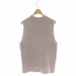 ANAYI 22AW メリノウール片畦ハイネックベスト ニット ノースリーブ プルオーバー 36 ライトグレージュ