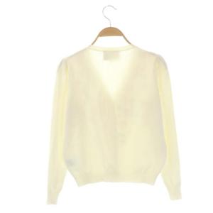 Chesty 花 ビーズ 刺繍 ニット カーディガン Vネック 長袖 パールボタン F 白 ホワイト