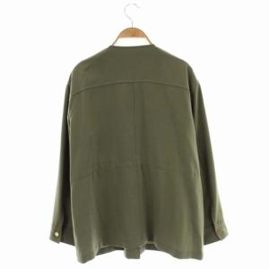 Diagram GRACE CONTINENTAL ノーカラーアーミーシャツジャケット 比翼仕立て 薄手 38 カーキ 緑