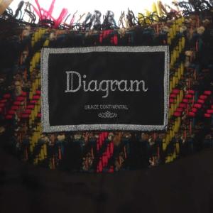 Diagram GRACE CONTINENTAL フォックスファーチェックツイードコート アウター ノーカラー ロング 36 黒 マルチカラー ブラック