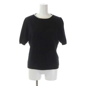 M'S GRACY アンサンブル ニットカーディガン カットソー クルーネック パフスリーブ 半袖 長袖 パール装飾 40 黒 ブラック