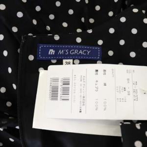 M'S GRACY ワンピース ひざ丈 ノースリーブ ドット 38 黒 ブラック