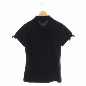 LACOSTE ポロシャツ カットソー 半袖 ロゴ刺繍 42 黒 ブラック