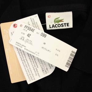LACOSTE ポロシャツ カットソー 半袖 ロゴ刺繍 42 黒 ブラック