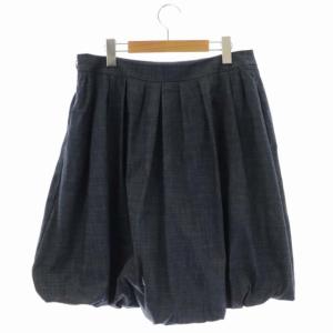 TO BE CHIC タックデニムスカート 膝丈 バルーン コットン 46 インディゴブルー