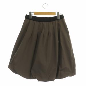 TO BE CHIC タックスカート ひざ丈 フレア 大きいサイズ 46 茶 黒 ブラウン ブラック