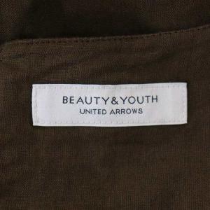 BEAUTY&YOUTH UNITED ARROWS ノースリーブワンピース Iライン フロントボタン リネン ロング M ダークカーキ