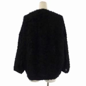 DRESSTERIOR セットアップ 上下 シャギー ブラウス 長袖 ボートネック スカート 膝丈 フレア タック 36 黒 ブラック