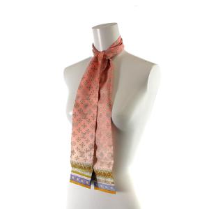 LOUIS VUITTON モノグラム マップ バンドー スカーフ 絹 シルク ピンク M75208 OH