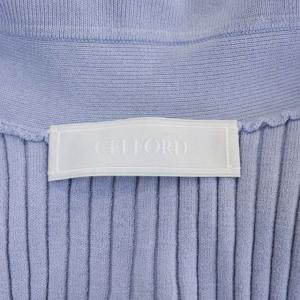 CELFORD 22AW 襟付きニットマーメイドワンピース ロング フレア 五分袖 スキッパー リブ 36 ライトブルー