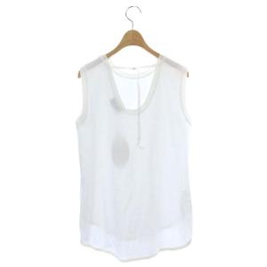 leur logette コットンノースリーブ バックデザイン トップス カットソー Uネック プルオーバー 1 白 ホワイト