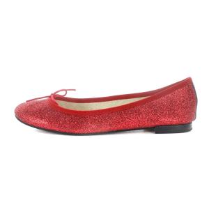 Repetto サンドリオン バレエシューズ パンプス リボン ラメ 39 24.7cm 赤 レッド