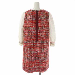 Chesty 20SS ツイードAラインワンピース ひざ丈 フラワーモチーフ 八分袖 1 マルチカラー