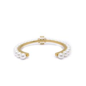 TORY BURCH バングル ロゴ パール ゴールド色