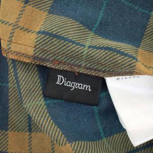 Diagram GRACE CONTINENTAL ボウタイ付チェックワンピース ロング フレア 長袖 シアー 36 茶色 ブラウン 紺 ネイビー ブルーグリーン