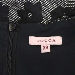 TOCCA 花 膨れジャガード ワンピース ミニ フレンチスリーブ XS 黒 白 ブラック ホワイト