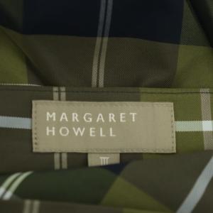 MARGARET HOWELL チェック プリーツスカート フレア ロング 3 紺 ネイビー オリーブ モカ