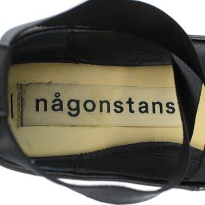 nagonstans バレエシューズ パンプス スクエアトゥ ストラップ レザー 38 24cm 黒 ブラック