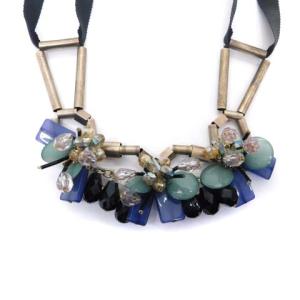 LANVIN en Bleu ストーンデザイングログランリボンネックレス マルチカラー