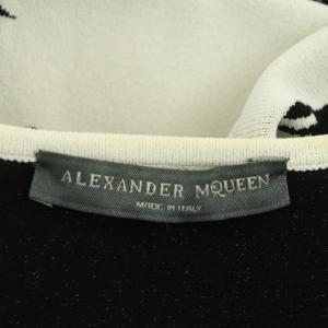 Alexander McQueen 417496 フラワーフィットアンドフレアニットワンピース S ホワイト ブラック