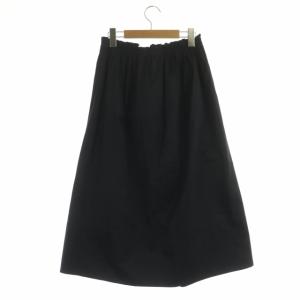 Drawer コットンツイル ギャザースカート フレア ロング 36 紺 ネイビー