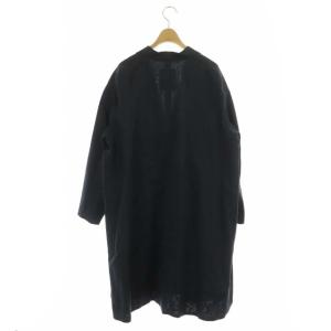 Drawer コットン シルク テーラードコート スプリングコート ロング オーバーサイズ 36 紺 ネイビー