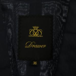 Drawer コットン シルク テーラードコート スプリングコート ロング オーバーサイズ 36 紺 ネイビー