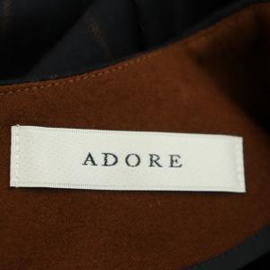 ADORE ウールストライプブラウス プルオーバー 長袖 38 紺 茶 ネイビー ブラウン