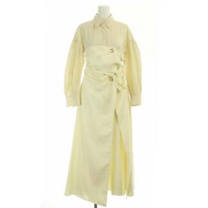 MILLEFEUILLE SHIRT DRESS ワンピース ロング シャツ ドッキング 長袖 S アイボリー ベージュ
