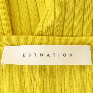 ESTNATION 7分袖リブニット カットソー プルオーバー 黄 イエロー
