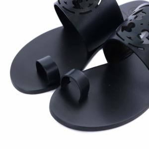 TORY BURCH ゾーイトーリングスライド ZOEY TOE RING SLIDE サンダル レザー US5.5 22.5cm 濃紺 ネイビー