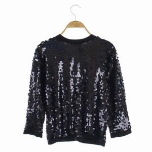 ARMANI JEANS カーディガン スパンコール Vネック 長袖 前開き I40 黒 ブラック