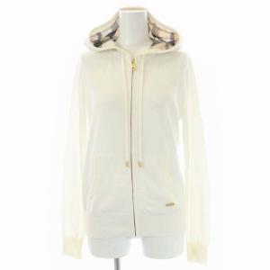 ジップアップ ニットパーカー 長袖 フード 38 白 ホワイト