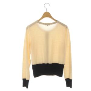 TO BE CHIC ウール ニットカーディガン クルーネック バイカラー 長袖 2 ベージュ 黒 ブラック