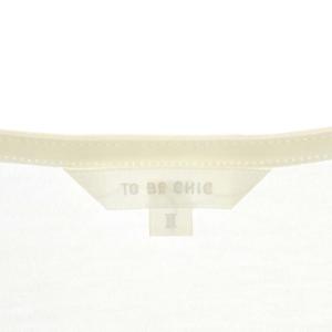 TO BE CHIC フリル フレンチスリーブ カットソー Tシャツ リボン 切替 シアー 2 オフホワイト 白