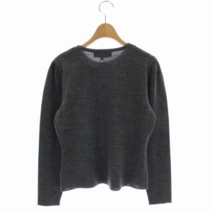M'S GRACY リボンアップリケニット セーター 長袖 スパンコール パフスリーブ クルーネック 40 グレー ブラック