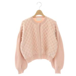 22SS チュールレースカーディガン ニット 長袖 F ピンク 白