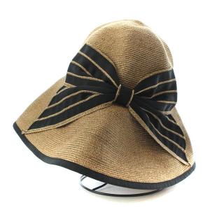 Athena New York ペーパーハット 麦わら帽子 リボン ベージュ 黒 ブラック