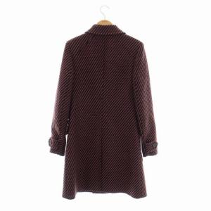 PRADA ステンカラーコート アウター ウール ロング チェック 40 グレー レッド ブラック