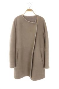 Theory ノーカラームートンコート P ピンクベージュ